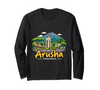Cadeau Souvenir de Voyage Arusha Tanzanie dessiné à la Main Manche Longue