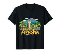 Cadeau Souvenir de Voyage Arusha Tanzanie dessiné à la Main T-Shirt Graphique avec Valeur
