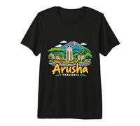 Cadeau Souvenir de Voyage Arusha Tanzanie dessiné à la Main T-Shirt Haut de Gamme