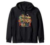Cadeau Souvenir de Voyage dessiné à la Main Prague République tchèque Sweat à Capuche