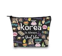 Cadeau souvenir de voyage en Corée du Sud pour enterrement de vie de jeune fille, Good Idea Korea Black Eu, Trousse à cosmétiques avec impression