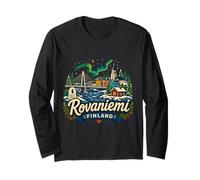 Cadeau Souvenir de Voyage Rovaniemi Finlande dessiné à la Main Manche Longue
