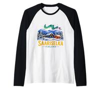 Cadeau Souvenir de Voyage Saariselka Finlande dessiné à la Main Manche Raglan