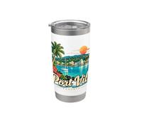 Cadeau souvenir de voyage vintage Port Vila Vanuatu Gobelet isotherme en acier inoxydable double paroi