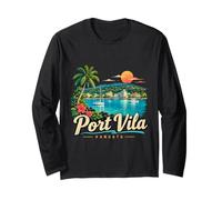 Cadeau Souvenir de Voyage Vintage Port Vila Vanuatu Manche Longue