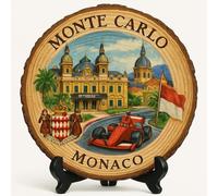 Cadeau souvenir Monte-Carlo - Plaque tranche de bois pour mur ou table, cadeau souvenir de Monaco (Monaco) pour touristes, collectionneurs d'assiettes et amateurs de voyages, cadeau décoratif élégant