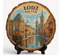 Cadeau souvenir - Plaque en bois pour mur ou table, Pologne - Souvenir pour touristes, collectionneurs d'assiettes et amateurs de voyages, cadeau décoratif de ville de cinéma