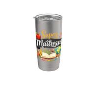 Cadeau SUPER Maîtresse d'École fin d'Année Drole Enseignante Gobelet isotherme en acier inoxydable double paroi