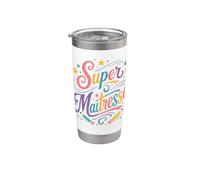 Cadeau SUPER Maîtresse École fin Année Original Enseignante Gobelet isotherme en acier inoxydable double paroi