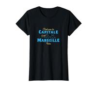 Cadeau Supporter Marseillais, Football C'est Pas la Capitale T-Shirt, Femme, Noir, M