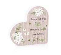 Cadeau Tante Noel Tatie Cadeau pour Tata, Décoration Planche en Bois en Forme de Coeur Balancier, Cadeaux Noel Tata Cadeaux Anniversaire Tatie La Vie Est Plus Belle avec Une Tante comme Toi
