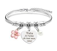Cadeau Tata,Idee Cadeau pour Tata Fete des Meres Fête des Mères Noel Noël Anniversaire Merci Retraite Cadeaux Tatie Remerciments Pour Tante Niece Neveu Saint Valentin Bracelet Personnalisé Femme