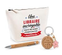 Cadeau Une Libraire Incroyable | Coffret Trousse, Stylo & Porte-clés Remerciement Femme