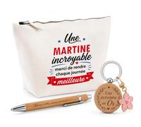 Cadeau Une Martine Incroyable | Coffret Trousse, Stylo & Porte-clés Remerciement Femme