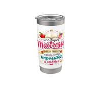 Cadeau une Super Maîtresse École fin d'Année Humour Original Gobelet isotherme en acier inoxydable double paroi