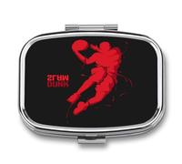 Cadeau Unique Fond De Basket Rouge Pilulier Carré Portable À 2 Compartiments, Boîte De Rangement En Métal Résistant À L'humidité Avec Miroir