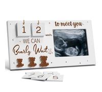Cadeau unique pour les femmes enceintes, cadre photo échogramme, cadeau de grossesse We Can Bearly Wait avec compte à rebours semaines, meilleur cadeau pour future maman qui attend que les parents