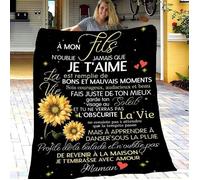 Cadeau Utile pour Mon Fils: Plaid Flanelle - Anniversaire et Noël 130*150CM MèRE EN FILS E COUVERTURE COFFRET CADEAU BIEN-ETRE