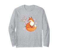 Cadeau vintage de fleur de cerisier japonais de renard Manche Longue