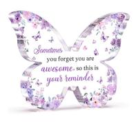 Cadeau violet pour femme, 12,7 x 9,4 x 1,9 cm, décoration de bureau, plaque en acrylique, cadeau de félicitations pour femme, amie, collègue de travail