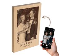 Cadeauki Personnalisé en bois - Peinture à feu pour couples - Cadeau photo avec texte - Meilleur ami Photo Cadeau