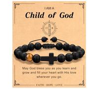 Cadeaux chrétiens de Noël pour homme, papa, bracelet religieux avec croix pour homme, lui, fils, petit-fils, papa, père, frère, parrain, grand-père, mari, bracelets inspirants basés sur la foi, 7.5