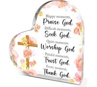 Cadeaux chrétiens pour femmes et filles, cadeaux spirituels religieux pour collègues, amies, verset de la Bible avec citation « Happy Moment Praise God » en acrylique - Plaque décorative en forme de