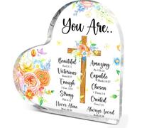 Cadeaux chrétiens pour femmes et filles, cadeaux spirituels religieux pour collègues, amies, verset de la Bible « You Are Beautiful » en acrylique en forme de cœur