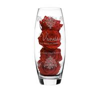 CADEAUX.COM - 1 Vase Transparent en Verre à Fond Epais + 4 Roses - Vase Personnalisé 26cm - Cadeau Personnalisé par Gravure avec Prénom Et Message - Fete des Meres/Anniversaire Femme Fleurs
