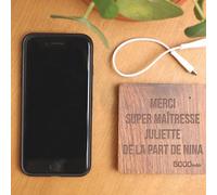 CADEAUX.COM - Batterie Externe en Bois Personnalisable 5000 mAh - Merci Maitresse - Cadeau Maitresse d'École - Idée Cadeau Femme - Cadeau Maitresse Fin d'Année - Cadeau Atsem