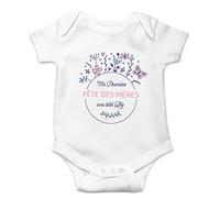 CADEAUX.COM - Body Bébé Première Fête des Mères - 0 à 3 Mois - Body Personnalisé Bébé Manches Courtes - Bébé Naissance - Nouveau Né - Cadeau Maman - Idée Cadeaux Nouvelle Maman