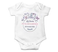 CADEAUX.COM - Body pour bébé Première Fête des mères - Fleurs - Âge 6-12 Mois 100% Coton - Cadeau pour Une première Fête des mères - Idée Cadeau Maman - Cadeau Femme