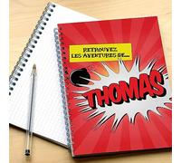 CADEAUX.COM - Cahier Personnalisable Avec Prénom - Super Héros - Idée Cadeau Personnalisé - Cahier A4 à Spirales à Petits Carreaux - 60 pages