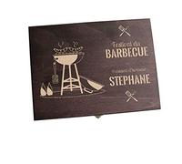 CADEAUX.COM - Coffret Épices Personnalisé En Bois "Festival du Barbecue" - Idée Cadeau Personnalisé Avec Prénom + Message - 9 Épices Pour Barbecue + Recettes