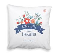 CADEAUX.COM - Coussin Personnalisé Mamie Fleurie - Coussin 40x40 cm avec Prénoms Personnalisables - Cadeau Mamie Fete des Grands Meres - Idée Cadeau Original Cadeau Noel
