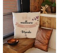 CADEAUX.COM - Coussin Personnalisé Meilleure Mamie - Coussin 40x40 cm Texte Personnalisable - Cadeau Mamie Fete des Grands Meres - Idée Cadeau Original Cadeau Noel
