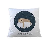 CADEAUX.COM - Coussin Personnalisé Paresseux - Coussin 40x40 cm avec Prénoms Personnalisables - Cadeau Enfant, Adulte, Crémaillère