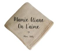 CADEAUX.COM - Maxi Plaid Personnalisé Grand-Mère - Couverture Canapé Cocooning Personnalisable avec Prénom et Message - Format XXL : 180 cm x 230 cm - Cadeau Noel