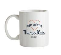 CADEAUX.COM - Mug Personnalisable - Fier d'être Marseillais - Mug Céramique - Tasse Classique Personnalisable- Résiste Au Micro Ondes et Lave Vaisselle - Idée Cadeau Original- Cadeau Homme, Femme