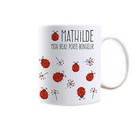 CADEAUX.COM - Mug Personnalisé En Céramique - Coccinelle/Porte-Bonheur + Message et Prénom - Résiste Au Micro-ondes Et Lave Vaisselle - Idée Cadeau Personnalisé - Cadeau Noel