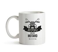 CADEAUX.COM - Mug Personnalisé En Céramique - Motard/Message + Prénom - Résiste Au Micro-ondes Et Lave Vaisselle - Idée Cadeau Personnalisé - Cadeau Noel