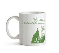 CADEAUX.COM - Mug Personnalisé En Céramique - Muguet/Message + Prénom - Résiste Au Micro-ondes Et Lave Vaisselle - Idée Cadeau Personnalisé