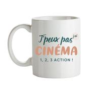 CADEAUX.COM - Mug Personnalisé J'peux pas J'ai Cinéma - Mug Céramique - Tasse Classique Personnalisable - Résiste Au Micro Ondes et Lave Vaisselle - Idée Cadeau Original- Cadeau Homme, Femme