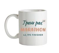 CADEAUX.COM - Mug Personnalisé J'peux pas J'ai Marathon - Mug Céramique - Tasse Classique Personnalisable - Résiste Au Micro Ondes et Lave Vaisselle - Idée Cadeau Original- Cadeau Homme, Femme