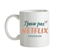 CADEAUX.COM - Mug Personnalisé J'peux pas J'ai Netflix - Mug Céramique - Tasse Classique Personnalisable - Résiste Au Micro Ondes et Lave Vaisselle - Idée Cadeau Original - Cadeau Noel