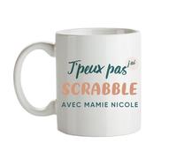 CADEAUX.COM - Mug Personnalisé J'peux pas J'ai Scrabble - Mug Céramique - Tasse Classique Personnalisable - Résiste Au Micro Ondes et Lave Vaisselle - Idée Cadeau Original- Cadeau Homme, Femme