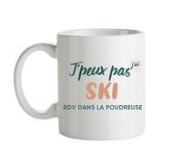 CADEAUX.COM - Mug Personnalisé J'peux pas J'ai Ski - Mug Céramique - Tasse Classique Personnalisable - Résiste Au Micro Ondes et Lave Vaisselle - Idée Cadeau Original- Cadeau Homme, Femme
