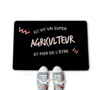 CADEAUX.COM - Paillasson Personnalisable - Ici VIT Un Super Agriculteur - Tapis Entrée Intérieur - Message - 40cm x 60cm - Tapis de Bienvenue à Personnaliser - Idée Cadeau Crémaillère, Noël