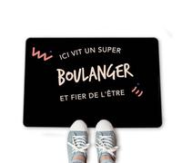 CADEAUX.COM - Paillasson Personnalisable - Ici VIT Un Super Boulanger - Tapis Entrée Intérieur - Message - 40cm x 60cm - Tapis de Bienvenue à Personnaliser - Idée Cadeau Crémaillère, Noël