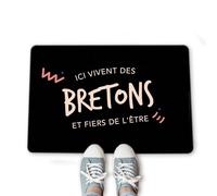 CADEAUX.COM - Paillasson Personnalisable Ici Vivent des Bretons - Tapis Entrée Intérieur Personnalisé Message - 40cm x 60cm - Tapis de Bienvenue à Personnaliser - Idée Cadeau Crémaillère, Noël